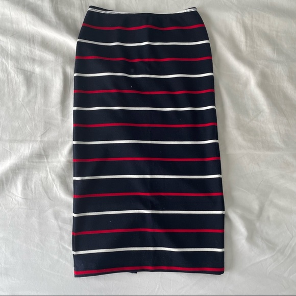 American Apparel Striped Ponte Mid-length Pencil Skirt - Picture 2 of 4